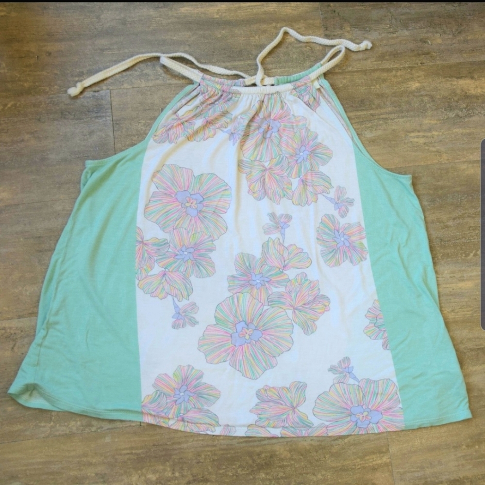 Deletta Sorin Floral Halter Boho Tank Silk Rayon
